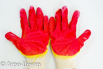 Купить перчатки вязанные х/б с двойным латексным обливом, 13 класс